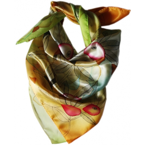 Hand-painted silk scarf "Apple"